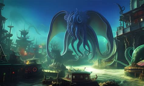 Cthulhu Is Tripping In The Underwater City Of Rlyeh Ai Generated