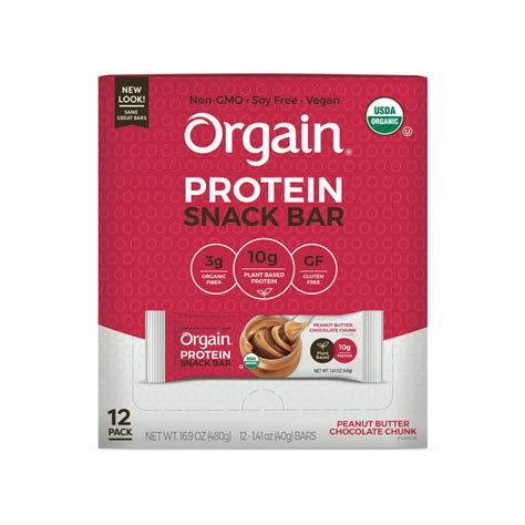 Orgain Organic Protein Plant Based Bar Peanut Butter Chocolate Chunk 1