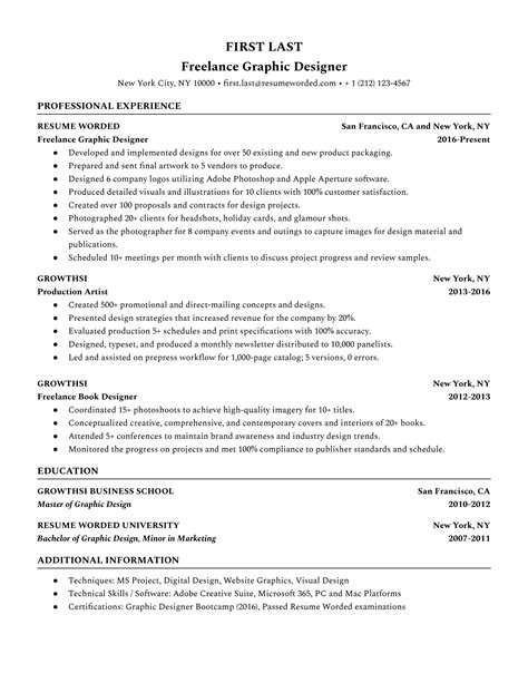 Freelance Graphic Designer Resume Example For Resume Worded Sexiezpix