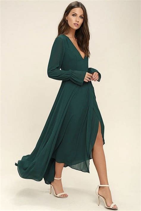 35 beautiful wedding guest dresses for fall maxi dress green long sleeve dress formal maxi dress