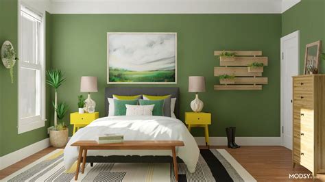 Earthy Green Bedroom Mid Century Modern Style Bedroom Design Ideas