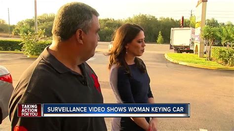 Surveillance Video Shows Woman Keying Car Youtube