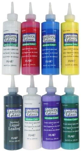 Plaid Gallery Glass Window Color Paint Set 8 Ounce Ad682h 8 Pack