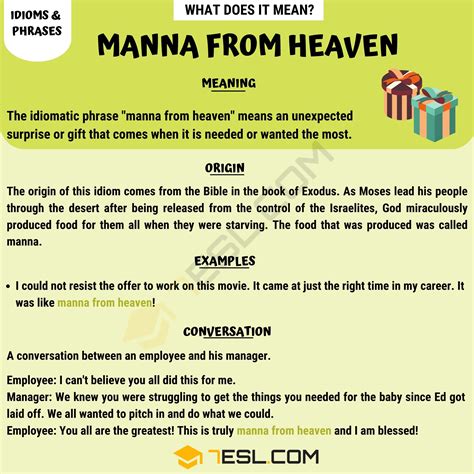 Manna From Heaven Definition With Useful Examples • 7esl