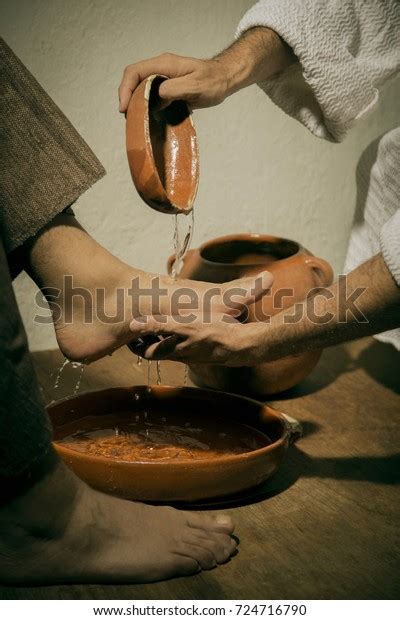 Jesus Christ Washing Feet His Disciples Stock Photo 724716790