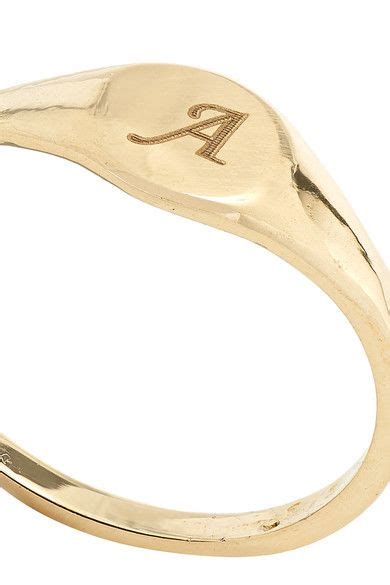 Stone And Strand Alphabet Mini Pinky Gold Ring With