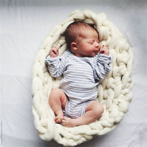 Newborn Baby In A Wool Blanket By Stocksy Contributor Pink House