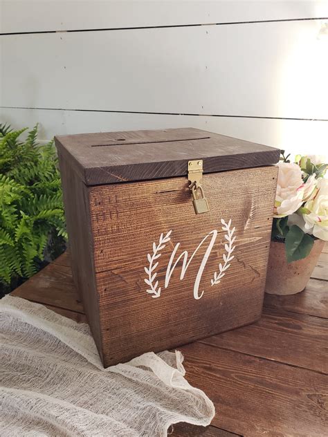 Rustic Wooden Wedding Card Box With Locking Lid No Lid In 2021
