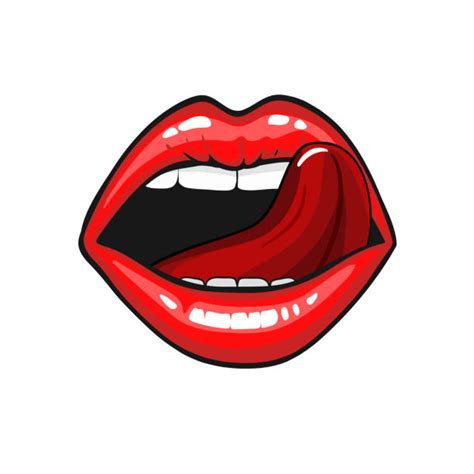 Silhouette Of Licking Sexy Red Lips Illustrations Royalty Free Vector