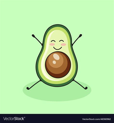 Cartoon Cute Avocado Editable Colorful Drawing Vector Image