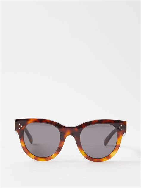brown round tortoiseshell acetate sunglasses celine eyewear matches uk