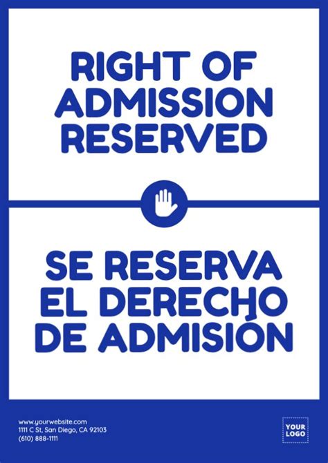 Free Printable Right Of Admission Signs
