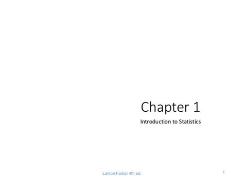 Chapter 1 Introduction To Statistics