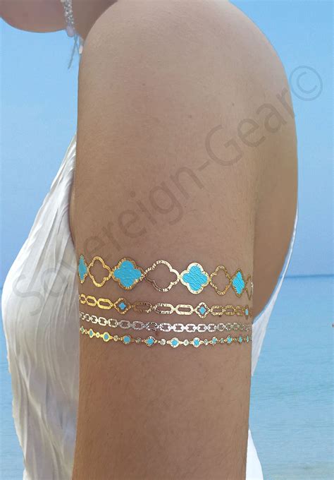 Buy Metallic Temporary Transfer Tattoos For Women Teens Girls 8