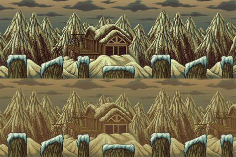 Parallax Snowy D Pixel Art Backgrounds CraftPix Net
