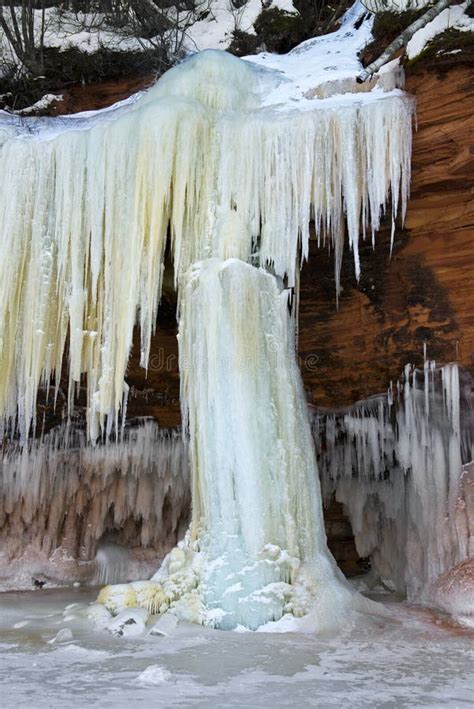 Apostle Islands Ice Caves Frozen Waterfall Winter Stock Image Image