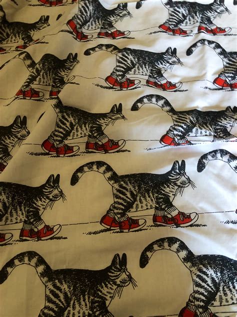 Vintage Kliban Cat Fabric Sheet Set In 2020 Cat Fabric Kliban Cat