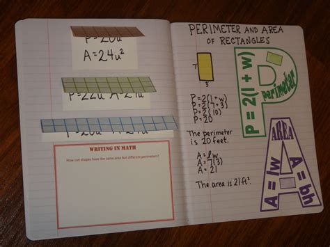 Perimeter And Area Interactive Notebook Page Middle School Math Math
