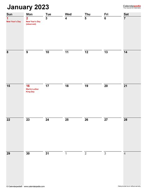 January 2023 Calendar Templates For Word Excel And Pdf From January