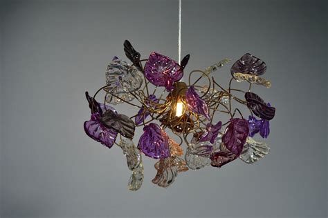 Top selected products and reviews. Ceiling light fixture purple & gray colors leaves. hanging ...