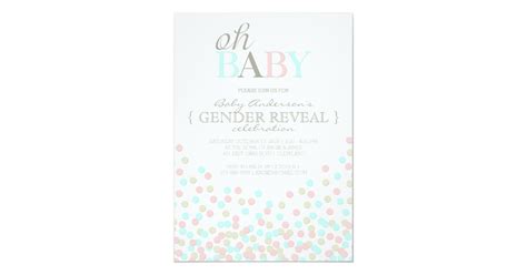Oh Baby Confetti Gender Reveal Party Pink Blue Card Zazzle