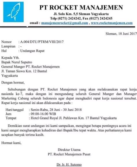 Contoh Kata Kata Surat Undangan Resmi Rapat Contoh Surat Undangan