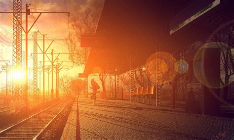 1333x797 Train Station Sunset Lens Flare Wallpaper Coolwallpapersme