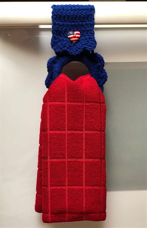 Kitchen towel holder, gardening, watercan, button towel hanger, oven towel hanger, party favor kitchen towel hanger. 4th of July kitchen towel hanger USA Red white blue red ...