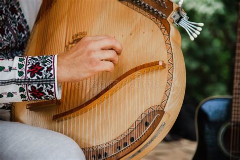 People With Ukrainian Folk Musical Instruments At The Festival Stock