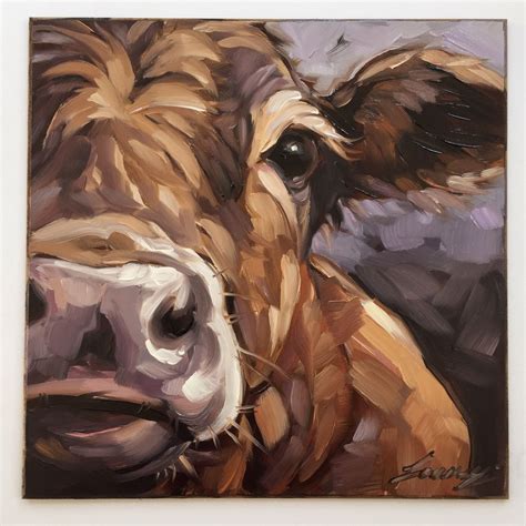 Cow Painting 6x6 Inch Original Impressionistic Oil Painting Of A Cow