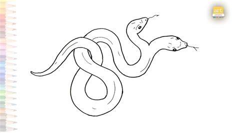 Two Heads Snake Drawing Dibujo De Serpiente De Dos Cabezas How To