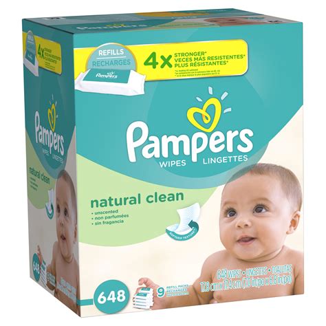 Pampers Baby Wipes Natural Clean 9 Refill Packs 648 Total Wipes