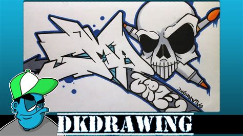 Drawing Graffiti Letters Sma Crew And A Skull Character