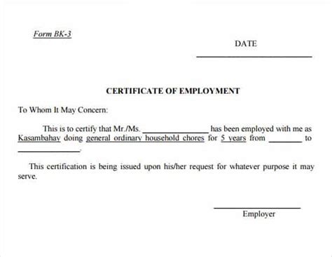 Certificate of employment is the type of document issued by a designated government authority that the named contractor has fulfilled the requirements of receiving and performing a particular contact. 13+ Free Certificate Of Employment Samples - Word Excel ...
