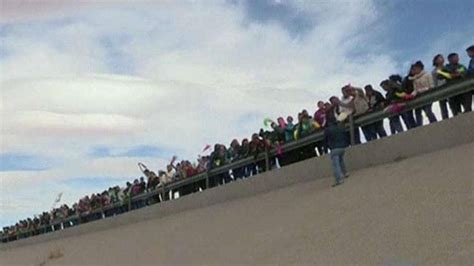 Hundreds Of Mexicans Protest With Human Wall On Us Border Fox News