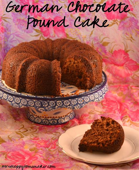 1 bar (4 oz) german's sweet chocolate, finely chopped in a food processor, or 1 tbsp. German Chocolate Pound Cake - Mrs Happy Homemaker