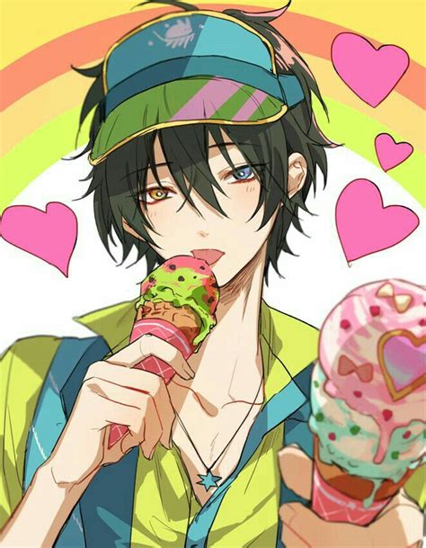An Anime Character Eating A Donut And Holding A Cupcake
