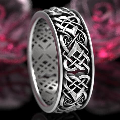 Sterling Silver Celtic Wedding Band Mens Celtic Wedding Ring Celtic