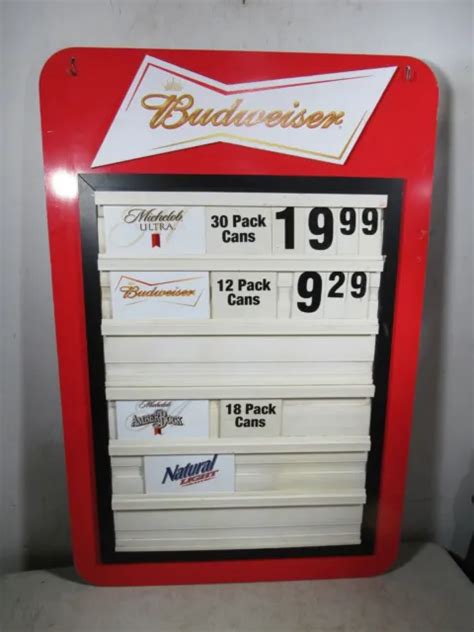 Large Vintage Budweiser Bud Light Beer Liquor Store Menu Board Sign