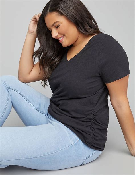 Side Ruched Tee Lane Bryant Yoga Fashion Knit Tees Ruching