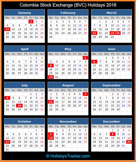 Public and regional holidays for the northern territory (nt) are listed below. Colombia Stock Exchange (BVC) Holidays 2016 - Holidays Tracker