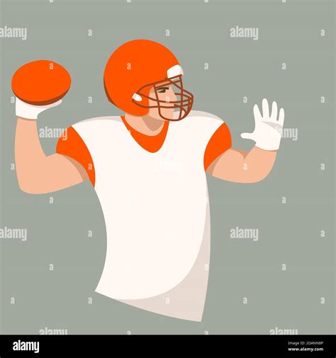 American Football Player Vector Illustratuon Flat Style Stock Photo