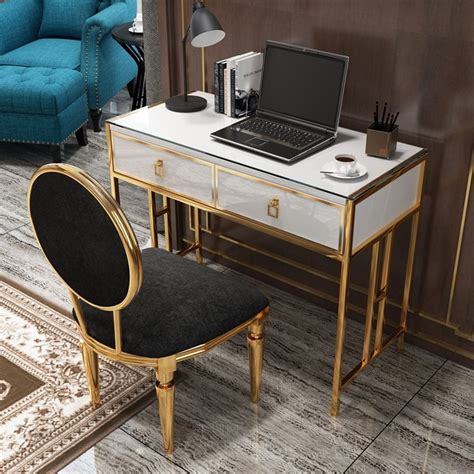 Luxury Modern Blackwhite Office Writing Desk Stylish Rectangle