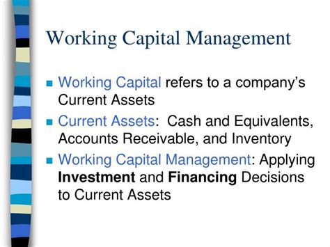 Ppt Working Capital Management Powerpoint Presentation Free Download