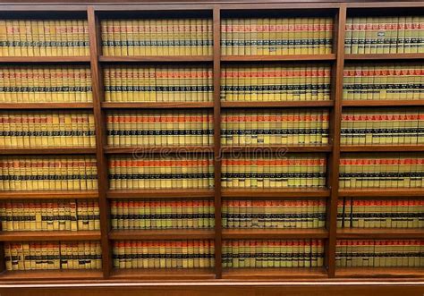 Law Books On Shelf In Law Library At Judicial Center Stock Image