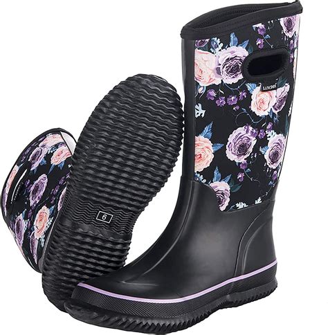 Lancdon Womens Wide Calf Waterproof Snow Boots Winter Warm Insulated