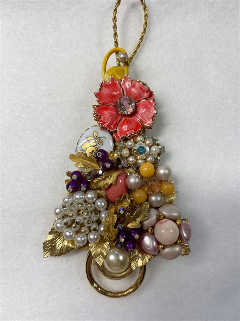 Vintage Jewelry Christmas Tree Ornament Art Etsy