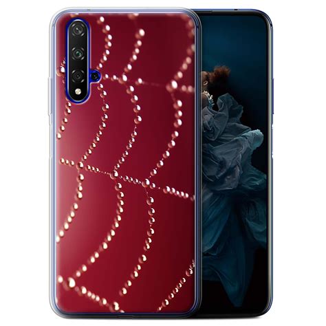 Stuff4 Gel Tpu Casecover For Huawei Honor 20redspider Web Pearls