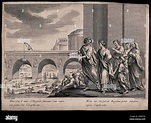 Nitocris, Queen of Babylon, supervising the building of a bridge over ...