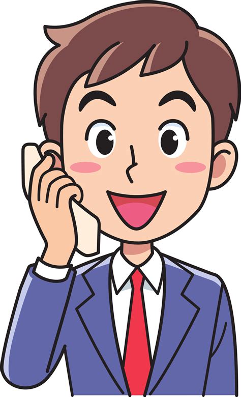 Download Hd Business Man Using A Phone Icons Png 電話 する イラスト 無料